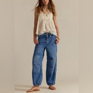Free People We the Free Logan Cinched Cargo Jeans in Harper NWT Size XL